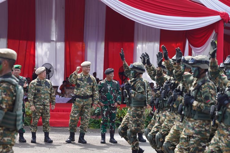 Penetapan 500 personel Komponen Cadangan (Komcad) Matra Darat, di Banjarbaru, Kalimantan Selatan, Rabu (11/9/2024).(Foto : Dok. Dispenad)