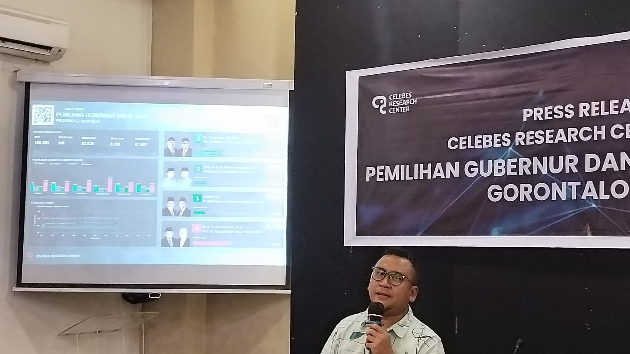 Gusnar Ismail dan Idah Syahidah menunjukkan keunggulan dalam hitung cepat atau quick count yang dilakukan oleh CRC. (Foto : Penagar.id)