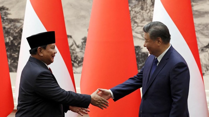 Presiden RI Prabowo Subianto bertemu Presiden China Xi Jinping di Beijing. (Foto : REUTERS/Florence Lo/Pool)