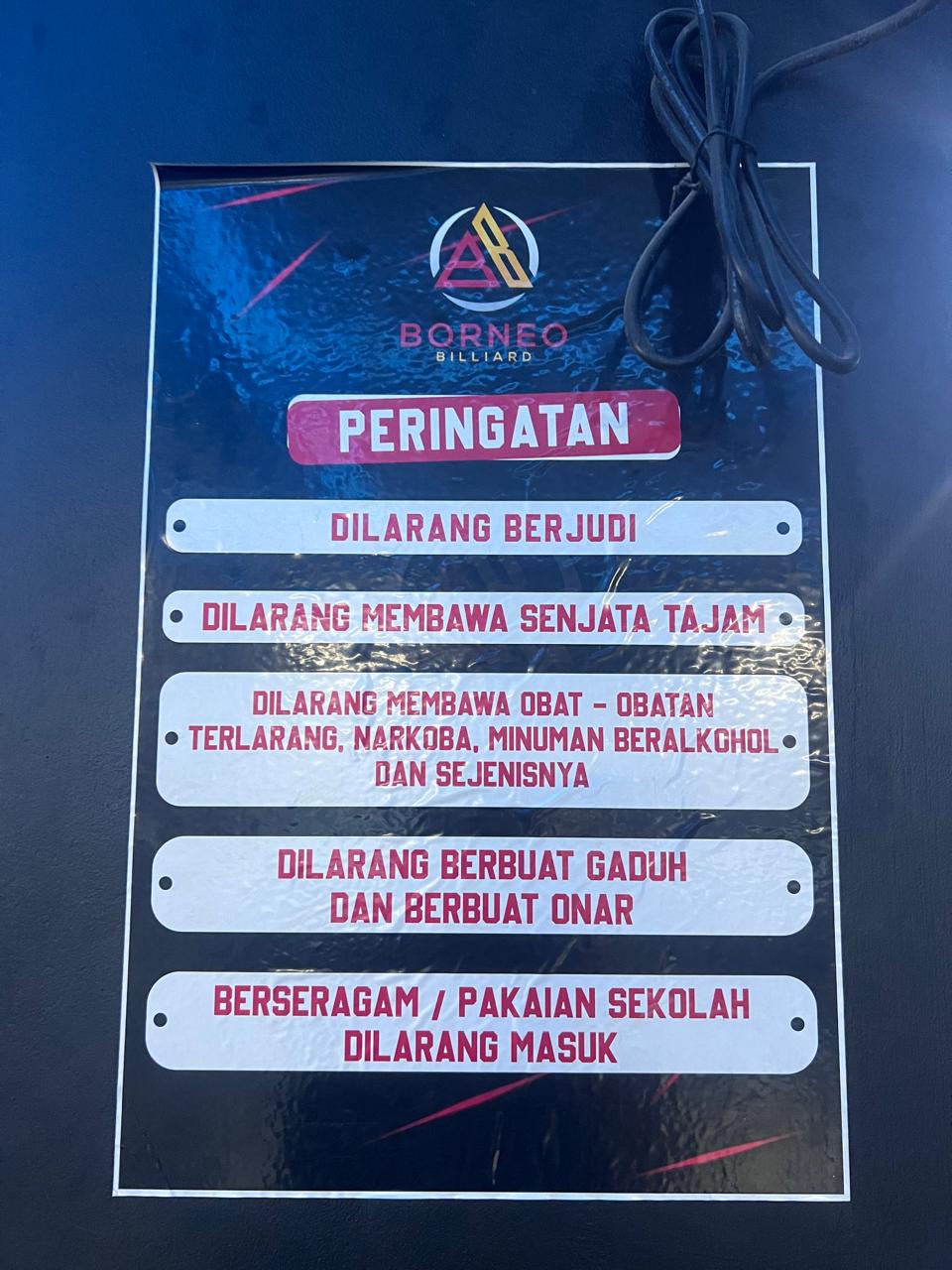 Peraturan di Borneo Biliard