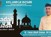 Kepala Dinas Pendidikan Gorontalo Utara, Dr. Irwan Abudi Usman, M.Pd., menyampaikan ucapan selamat menunaikan ibadah puasa kepada seluruh pegawai di lingkungan Dinas Pendidikan serta masyarakat.(Foto : Penagar.id)