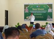 Kepala Dinas Pendidikan Gorontalo Utara, Dr. Irwan Abudi Usman, M.Pd saat memberikan sambutan dalam acara Halal Bihalal yang digelar pada Jumat (28/2/2025). (Foto : Dok.)