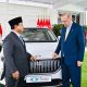 Prabowo saat menerima Mobil Listrik Togg T10X yang dihadiahkan Erdogan. (Foto: Dok. Biro Pers Setpres)