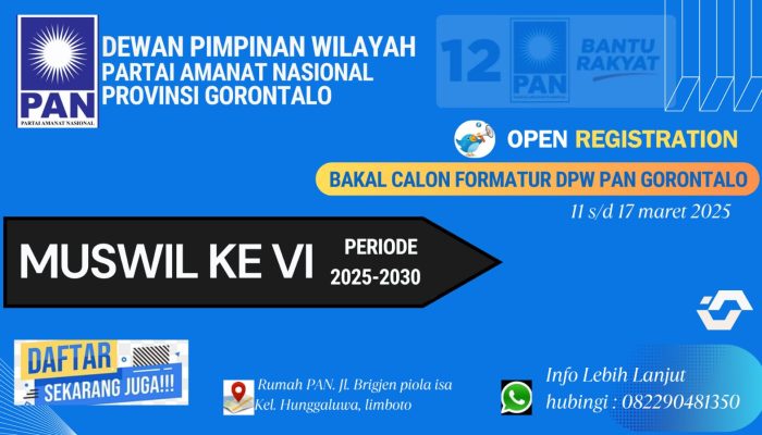 Muswil PAN Gorontalo 2025, Kader Diundang Mendaftar