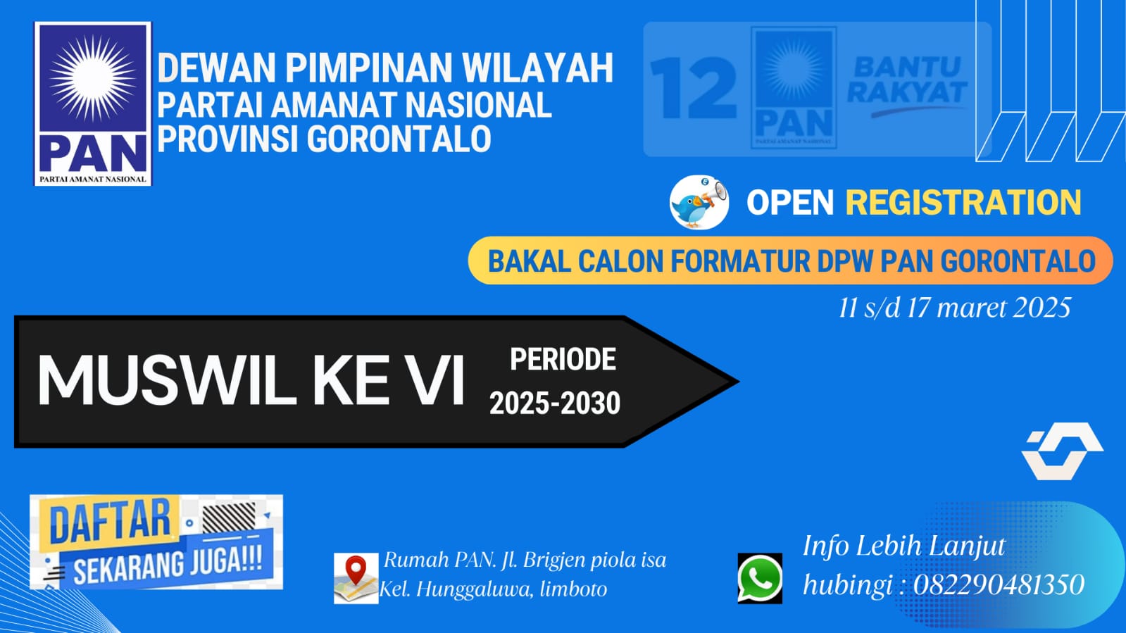 Pendaftaran Formatur PAN Gorontalo Resmi Dibuka. (Foto : Dok. PAN)