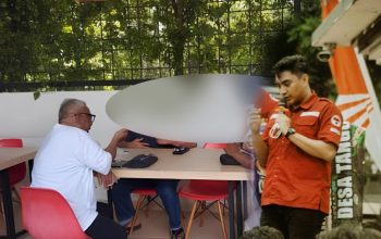 Kolase foto sejumlah pria duduk berdiskusi serius dengan seorang tokoh yang diduga sebagai penghubung pemilik tambang ilegal. Mereka diduga kuat adalah oknum aparat penegak hukum (APH)./Penagar.id