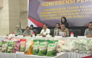 Mabes Polri Jumpa Pers Merek Beras Oplosan.(Foto: Liputan.com/Nanda Perdana Putra)