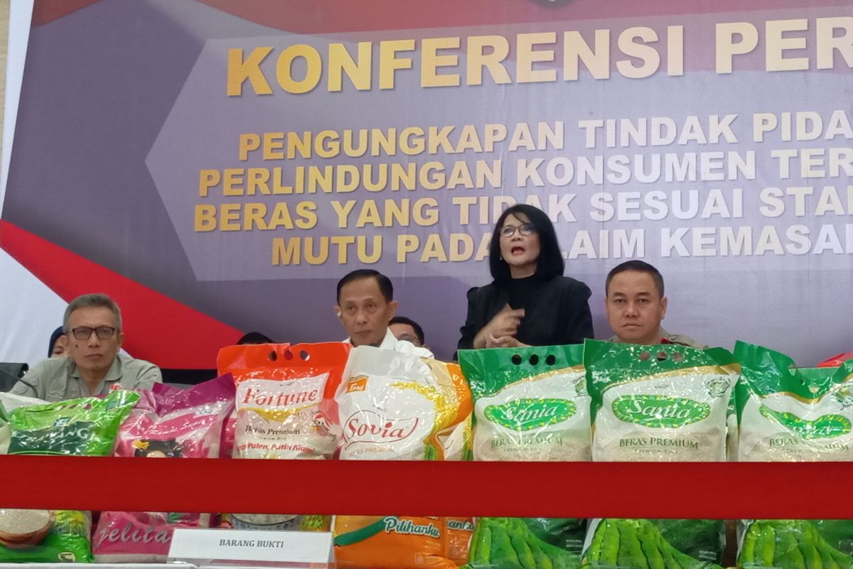 Direktur Tindak Pidana Ekonomi Khusus (Dirtipideksus) sekaligus Kepala Satgas Pangan Polri, Brigjen Pol Helfi Assegaf saat konferensi pers di Gedung Bareskrim Polri, Kamis (24/7/2025).(Foto : Kompas/Shela Octavia)