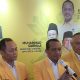 Ketua Umum DPP Partai Golkar, Bahlil Lahadalia, Sekjen Muhammad Sarmudji dan Rusli Habibie saat menggelar Konferensi pers usai pembukaan Musyawarah Daerah (Musda) ke-VI DPD I Partai Golkar Gorontalo, Ahad (26/7/2025). (Foto : Penagar.id/Sucipto Mokodompis)