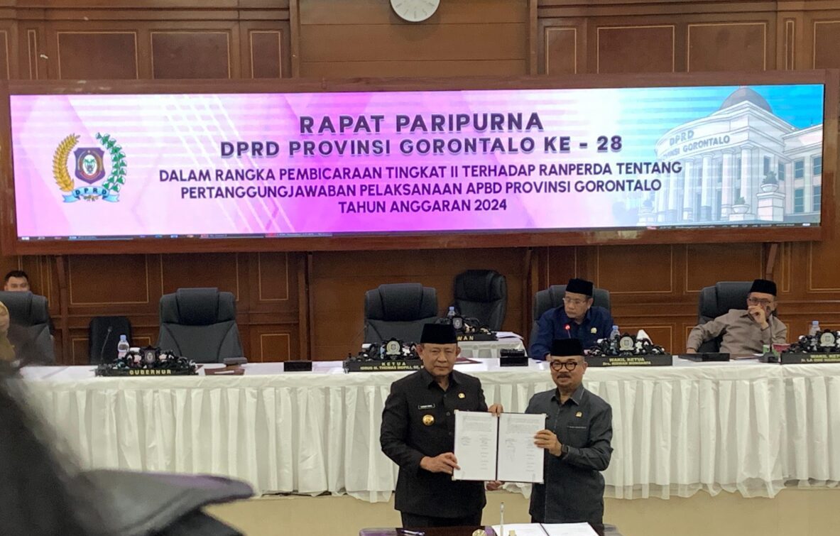 Suasana Rapat Paripurna ke-28 yang digelar di ruang sidang DPRD Provinsi Gorontalo pada Selasa (8/7/2025). (Foto: Penagar.id)