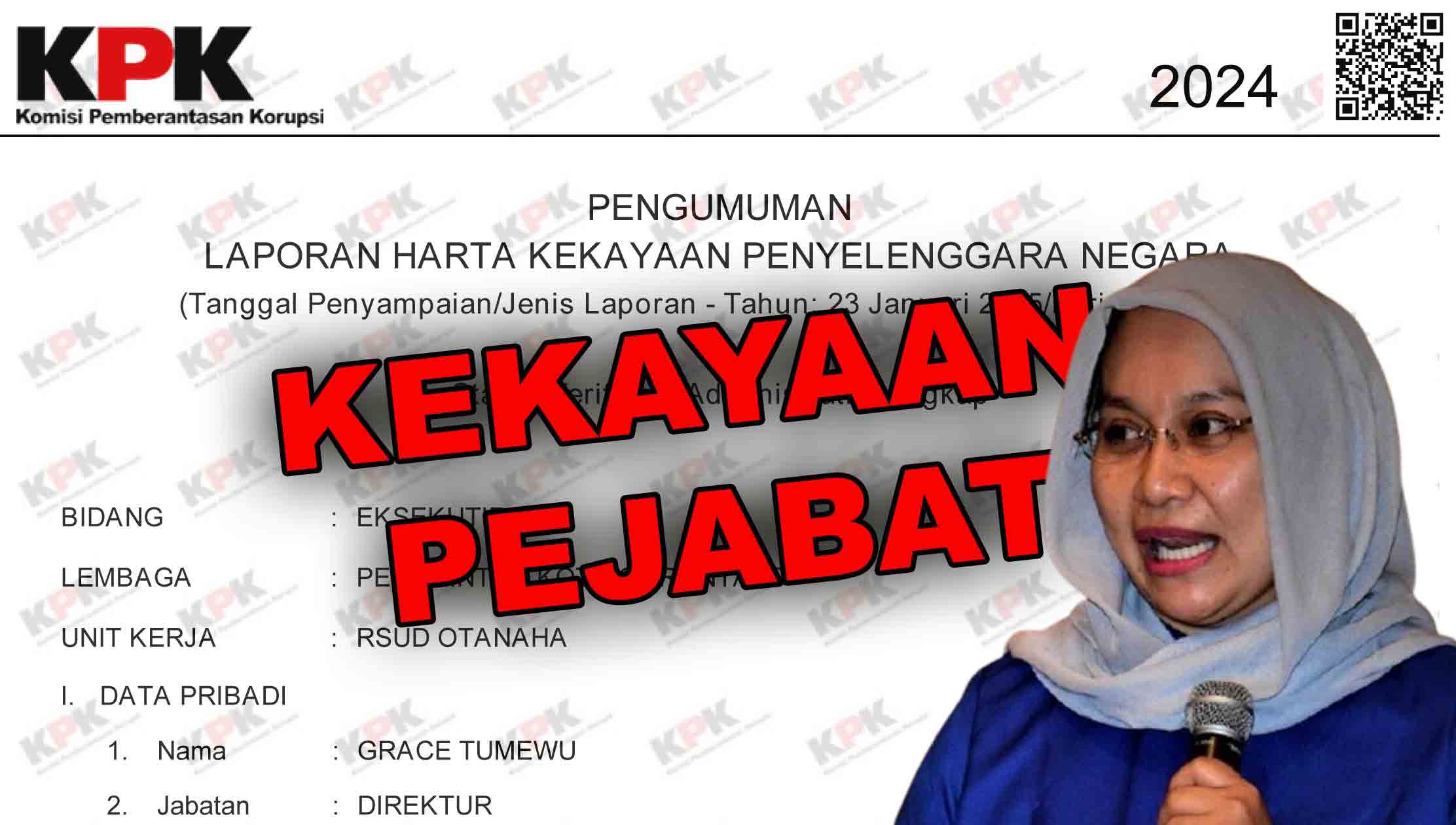 LHKPN Direktur Rumah Sakit Umum Daerah (RSUD) Otanaha Kota Gorontalo, dr. Grace Tumewu./Penagar.id