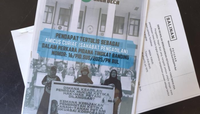 JAGA DECA Serahkan Amicus Curiae, Minta Hakim Batalkan Vonis Petani Buol