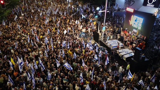 Ilustrasi. Warga Israel Mogok Massal Desak Netanyahu Hentikan Perang. (Foto : AFP/JACK GUEZ)