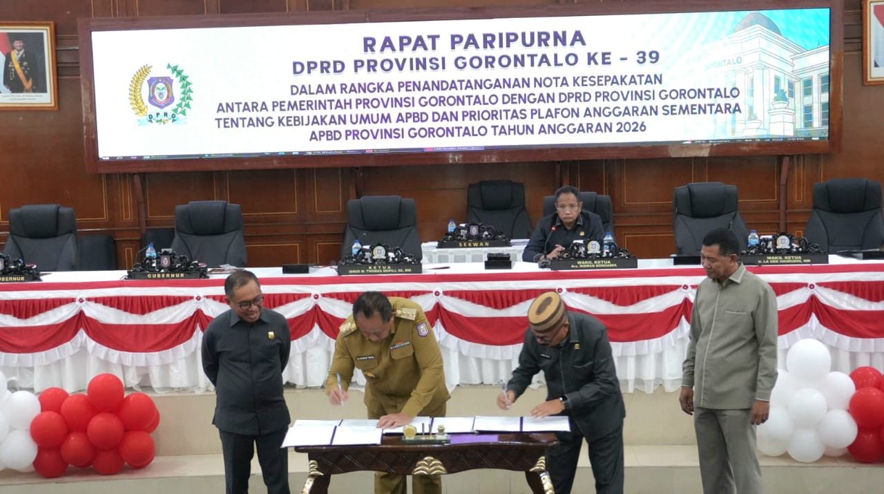 DPRD dan Pemprov Gorontalo Sepakat KUA-PPAS 2026. (Foto : Dok. HUMAS DPRD)
