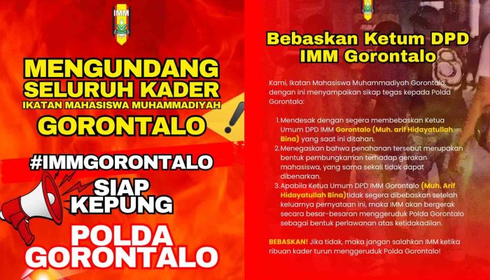Ribuan Kader IMM Siap Geruduk Mapolda Gorontalo Jika Ketua DPD Tak Dibebaskan Malam Ini