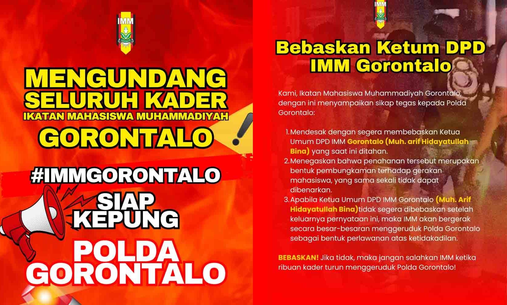 Flayer berisi Undangan yang ditujukan ke seluruh Kader Ikatan Mahasiswa Muhammadiyah (IMM) Gorontalo.(Kolase Foto Desakan IMM Gorontalo/Penagar.id)