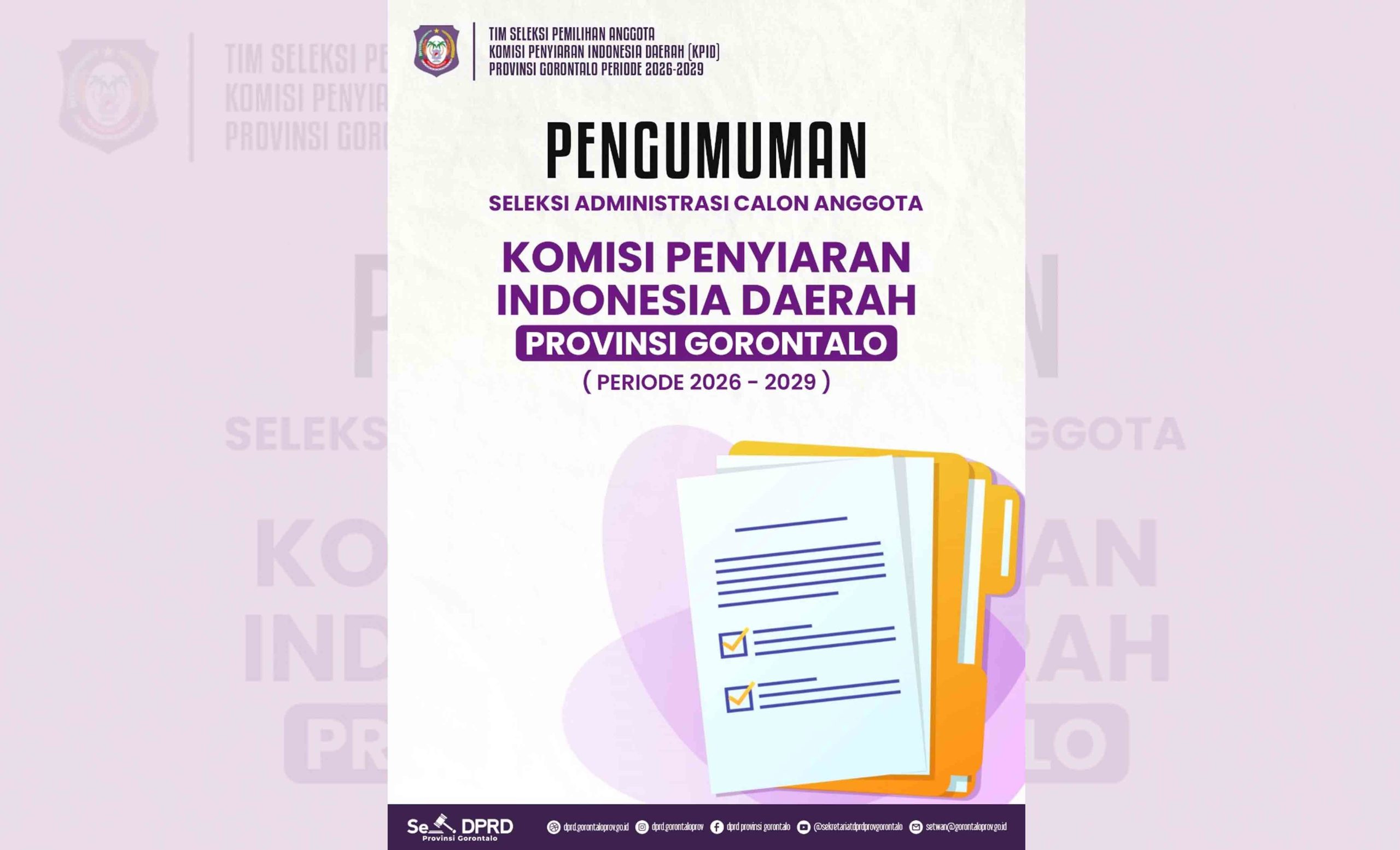 23 Peserta Lolos Tahap Verifikasi Administrasi KPID Gorontalo 2026–2029