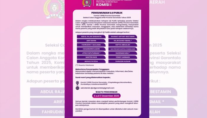 14 Kandidat Lolos Uji Publik KPID Gorontalo