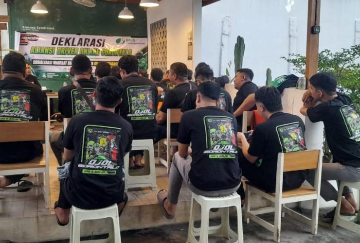 Suasana sosialisasi BPJS Ketenagakerjaan bagi para driver yang digelar Aliansi Driver Online Gorontalo pada Rabu (13/05/2026). (Foto : Dok. Ist.)