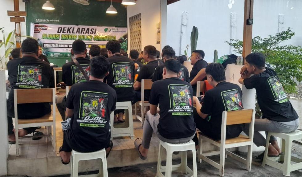 Suasana sosialisasi BPJS Ketenagakerjaan bagi para driver yang digelar Aliansi Driver Online Gorontalo pada Rabu (13/05/2026). (Foto : Dok. Ist.)