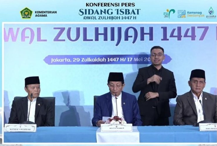 Kementerian Agama (Kemenag) RI saat mengumumkan Hasil Sidang Isbat Idul Adha 2026.(Sumber Foto: YouTube Kemenag)