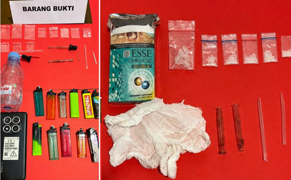 Sejumlah barang yang diduga berkaitan dengan tindak pidana narkotika diamankan Satresnarkoba Polres Pohuwato.(Foto: Dok. Polri)